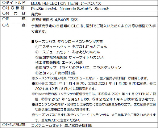 画像ギャラリー No.016のサムネイル画像 / 「BLUE REFLECTION TIE/帝」,新衣装やデートイベントが追加される有料DLC第2弾が配信