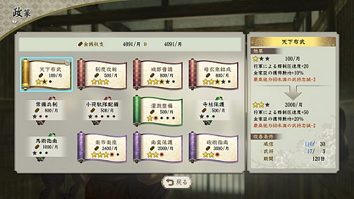 画像ギャラリー No.002のサムネイル画像 / 「信長の野望・新生」,“政略”の詳細情報を公開。新たな領国経営システムを駆使して,拠点の発展や勢力の拡大を目指す