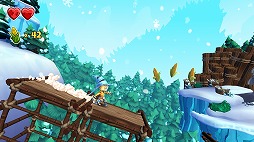 画像ギャラリー No.004のサムネイル画像 / Switch「Stitchy in Tooki Trouble」の配信がスタート。トウモロコシの奪還を目指す,コミカルなビジュアルが特徴の横スクロールアクション