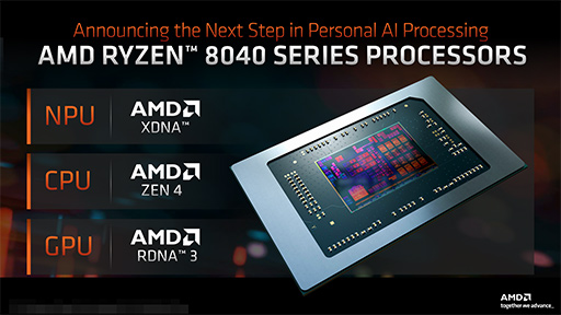 画像集 No.004のサムネイル画像 / AMD，2024年のノートPC向けAPU「Ryzen 8040」を発表。AI処理機能「Ryzen AI」を強化