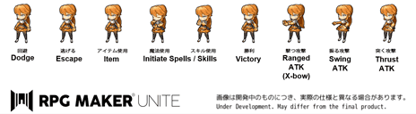 画像ギャラリー No.005のサムネイル画像 / 「RPG Maker Unite」,強化されたキャラクターアニメーションと素材の仕様を公開。外部ツール“ぴくせるすけゐらぁ”は公式ツールに
