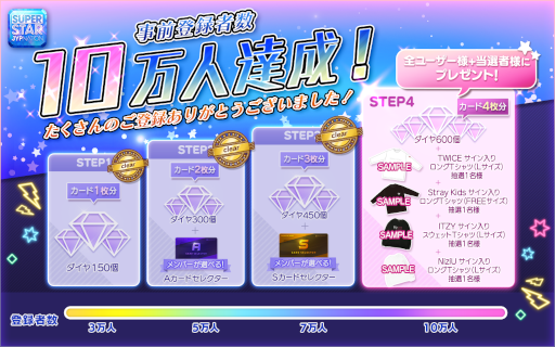 画像ギャラリー No.006のサムネイル画像 / 「SUPERSTAR JYPNATION」本日よりサービス開始。ゲーム内で使えるダイヤ1500個などプレゼント