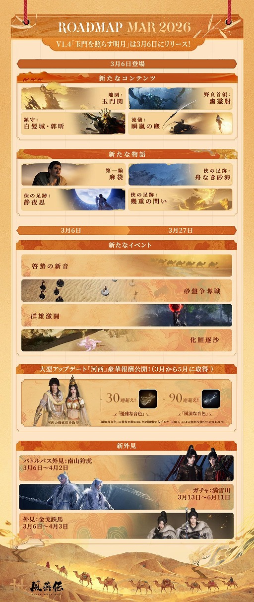 画像ギャラリー No.006のサムネイル画像 / 「風燕伝:Where Winds Meet」全3章で展開する大型アップデート「河西」が登場。第1章「玉門関」を3月6日に実装,砂漠マップや新武術を追加