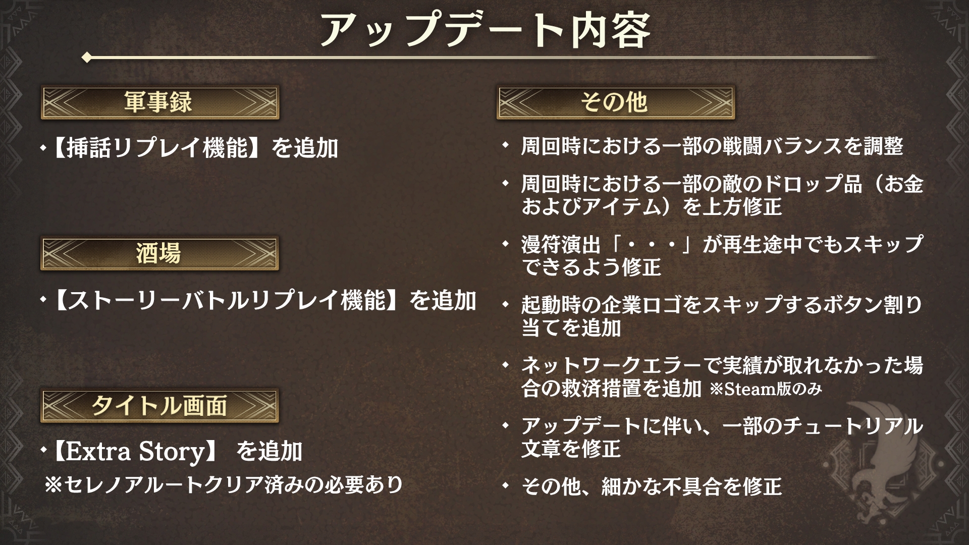 本編では描かれなかった前日譚「Extra Story」を追加