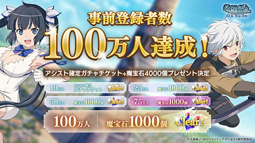 画像ギャラリー No.001のサムネイル画像 / 「ダンまち バトル・クロニクル」の事前登録者数が100万人を突破。8月24日のサービス開始時,魔宝石4000個など報酬を配布