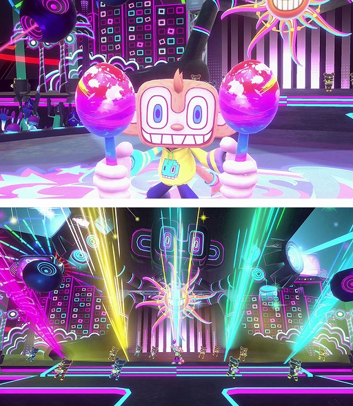 画像ギャラリー No.003のサムネイル画像 / 「サンバDEアミーゴ:パーティーセントラル」,マラカス(Joy-Con)を振るほかに,連打やスライド,動きをまねするポーズマークが登場