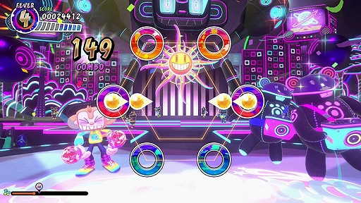 画像ギャラリー No.004のサムネイル画像 / 「サンバDEアミーゴ:パーティーセントラル」,マラカス(Joy-Con)を振るほかに,連打やスライド,動きをまねするポーズマークが登場