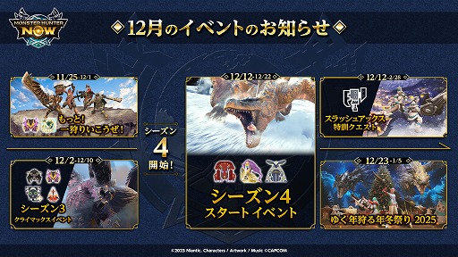 画像ギャラリー No.001のサムネイル画像 / 「モンハンNow」2部構成の大型イベント「ゆく年狩る年冬祭り 2025」を12月23日に開始。12月のスケジュールを公開