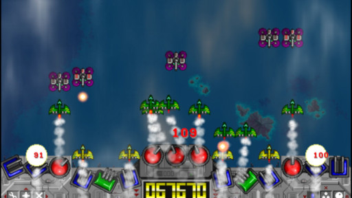 画像集 No.004のサムネイル画像 / タワーディフェンスSTG「Million Shells」，Switch向けに配信中。超巨大戦艦の砲台を管理して，次々に現れる敵を迎撃する