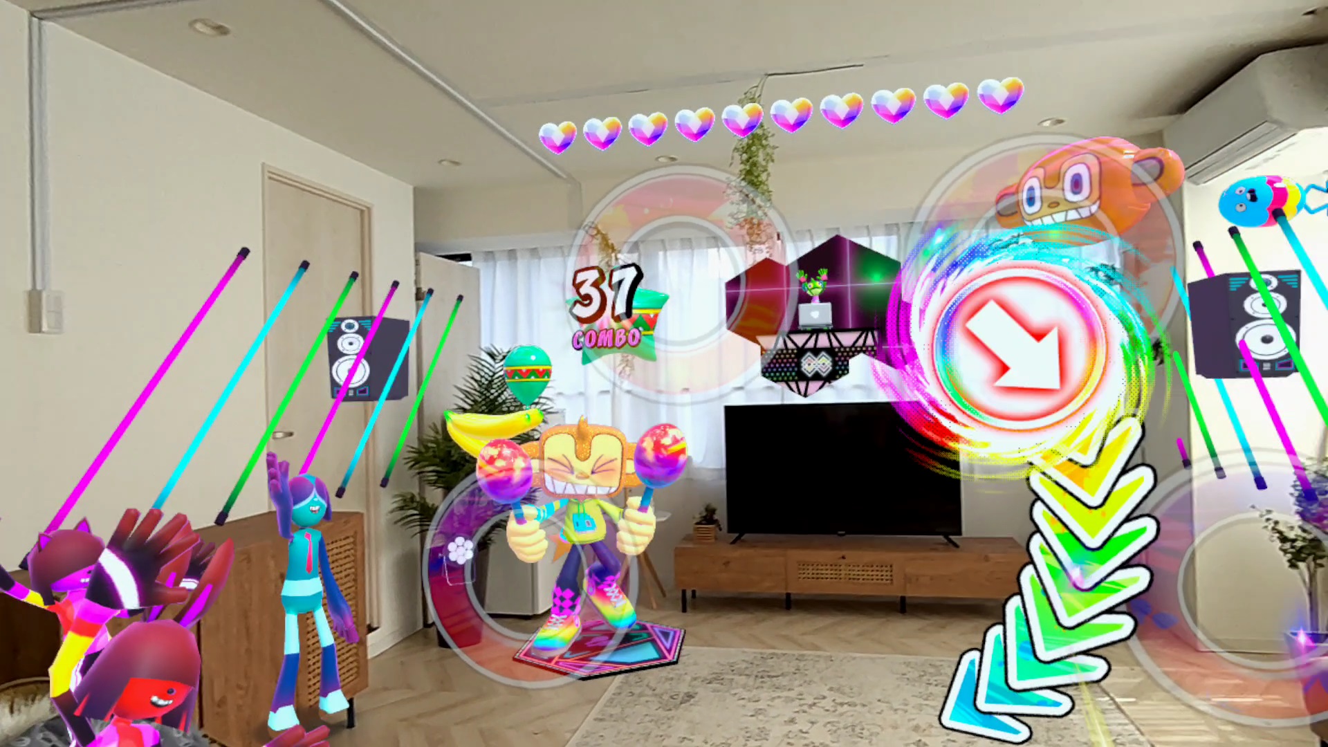 [تقرير التشغيل]The mode compatible with “Samba DE Amigo: Virtual Party” MR (Mixed Reality) turns the room into a different world.  Initial demo of Meta Quest 3