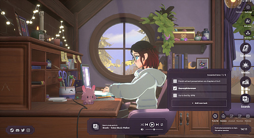 画像ギャラリー No.002のサムネイル画像 / 現実の生産性を高める「Spirit City: Lofi Sessions」,デモ版をリリース。Lofi Hip Hopの世界をエディットして鑑賞し,タイマーでタスク管理