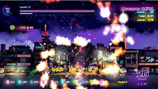 画像ギャラリー No.004のサムネイル画像 / 女子高生が左右から迫りくるゾンビの群れと戦う。ハイスピード2Dアクション「Tokyo Waning Moon」,Steamで配信開始