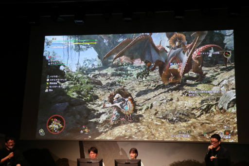 画像ギャラリー No.010のサムネイル画像 / 「モンスターハンターワイルズ」発売前夜イベントをレポート。TVCMに出演中の西野七瀬さんがイャンクックの群れにチャレンジ