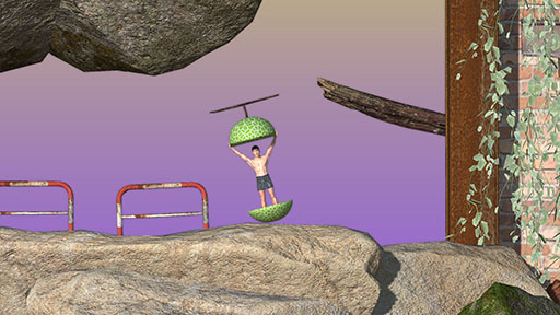 画像ギャラリー No.007のサムネイル画像 / 謎のパンイチメロン男によるイライラ登山ゲーム「Peeking at the peak」,12月15日に配信決定。“壺おじ”に影響を受けて製作された作品