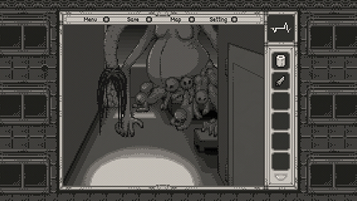 画像ギャラリー No.011のサムネイル画像 / 病院を舞台にした白黒ドットのホラーADV「Himantolo」,Steamで配信開始。消えた友人を探して,禍々しい怪物たちの潜む病院を彷徨う