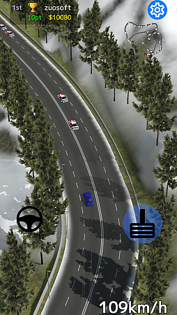 画像ギャラリー No.004のサムネイル画像 / スマホ向けレースゲーム「サイドバイサイド ラリー」配信開始。ライバルを引き離し,2台の間でつながれたベルトを切れば勝利