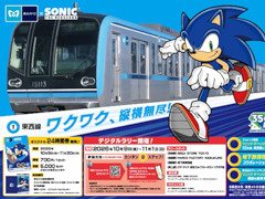 東西線15000系ラッピング車両「ソニック・ザ・ヘッジホッグ号」，10月5日から運行