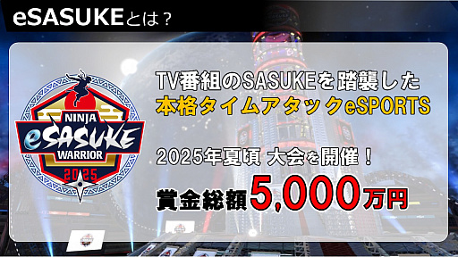 ���������꡼ No.007�Υ���ͥ������ / �͵����ȡ�SASUKE�פΥ饤���󥹤��������eSASUKE�פΥ����ץ�¥ƥ��ȳ��ϡ��޶�����5000���ߤ����˸����ƥȥ졼�˥󥰡�