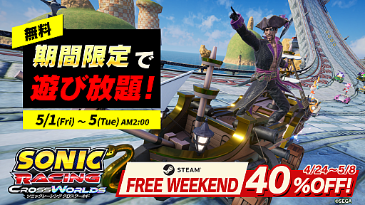 画像ギャラリー No.013のサムネイル画像 / 「ソニックレーシング クロスワールド」，無料アップデート「真島吾朗（キャプテン真島）」を4月30日より配信