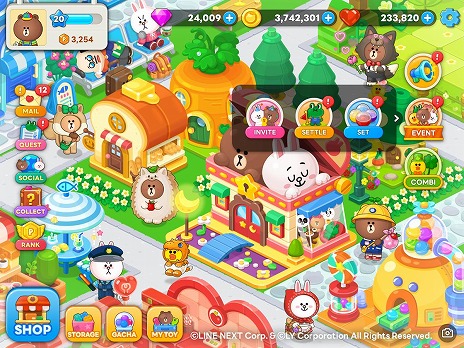 画像ギャラリー No.004のサムネイル画像 / ラインフレンズのキャラクターを集めてマイタウンを作ろう。スマホ向け新作アプリ「ブラウントイズ」配信開始。限定パッケージが登場