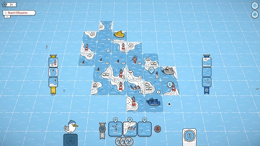 画像ギャラリー No.005のサムネイル画像 / タイルを並べて海岸線の地図を作り,その中を船でパトロールする。協力型デジタルボードゲーム「Beacon Patrol」,日本語対応体験版を配信開始
