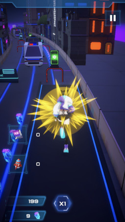 A imagem Jogo de corrida onde você corre, evitando obstáculos em uma futura cidade de Future Cyberpunk