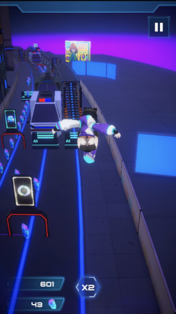 A imagem Jogo de corrida onde você corre, evitando obstáculos em uma futura cidade de Future Cyberpunk