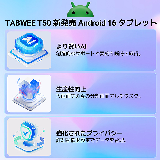 画像ギャラリー No.007のサムネイル画像 / Android 16とGemini AIを1万5999円で。11インチタブレット「TABWEE T50」が期間限定40%オフ