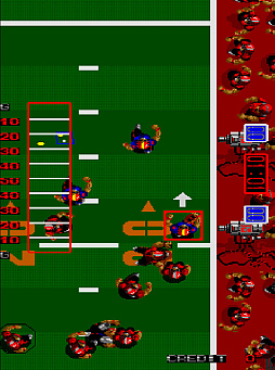 画像ギャラリー No.004のサムネイル画像 / アケアカ版「タッチダウンフィーバー」,1月8日に配信。ボタン連打の簡単操作で,アメリカンフットボールの熱い攻防を楽しめる