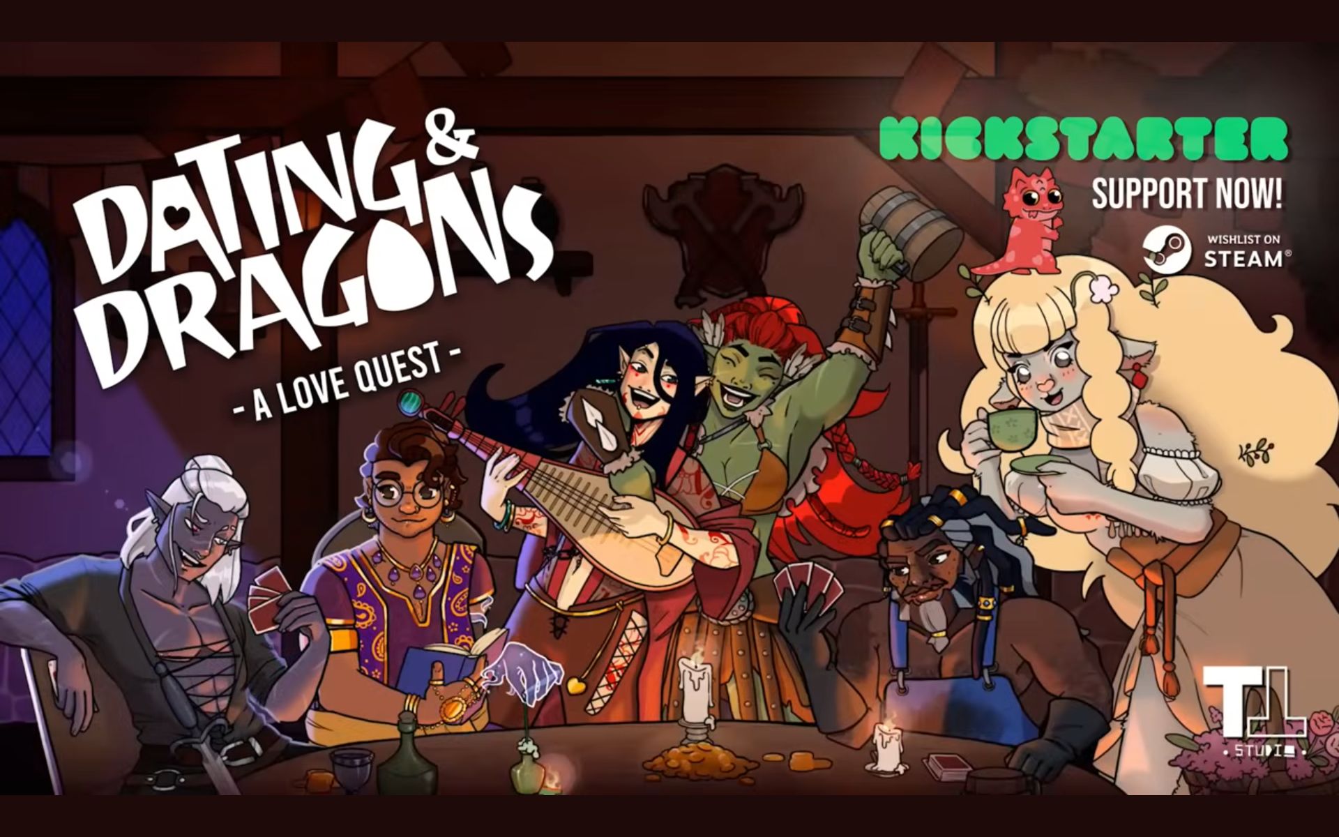 ダンジョンで美女やイケメンとデートし，ダイスを振って冒険。RPG「Dating and Dragons - A Love Quest」，クラファンを実施中