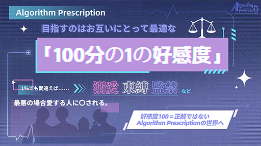 画像ギャラリー No.002のサムネイル画像 / 「Algorithm Prescription」はお互いにとって最適な「100分の1の好感度」を目指す「沼系恋愛ビジュアルノベル」。体験版も配信中