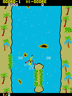 画像ギャラリー No.004のサムネイル画像 / 1982年にタイトーから発売された「アドベンチャーカヌー」,アケアカで2月19日配信開始。カヌーを漕いで障害物を避けながらゴールを目指せ