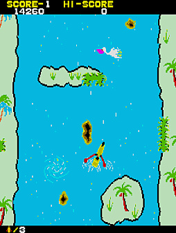 画像ギャラリー No.006のサムネイル画像 / 1982年にタイトーから発売された「アドベンチャーカヌー」,アケアカで2月19日配信開始。カヌーを漕いで障害物を避けながらゴールを目指せ