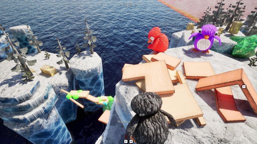 画像ギャラリー No.002のサムネイル画像 / 最大8人協力の橋づくりゲーム「LINK penguins」,Steamでリリース。さまざまなものを橋にして,ペンギンたちが宝島を目指す