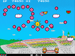 画像ギャラリー No.004のサムネイル画像 / アケアカ版「プランプポップ」,3月5日配信開始。動物親子がトランポリンで子供を跳ね返し,上空に浮かぶ風船を割っていくACTゲーム