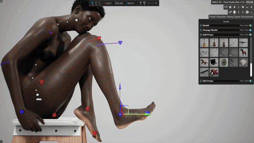 画像ギャラリー No.004のサムネイル画像 / どんな人も自在にポーズ設定。アーティスト向け作画リファレンスツール「HAELE 3D - ポーズスタジオ Max」発表
