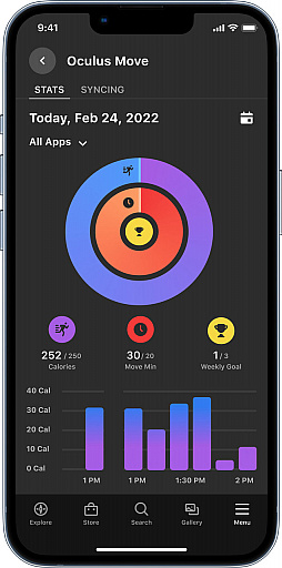 画像ギャラリー No.005のサムネイル画像 / 運動記録アプリ「Oculus Move」の記録をOculusモバイルアプリで管理できるように。AppleのヘルスケアAppとの同期にも対応
