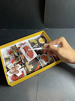 画像ギャラリー No.003のサムネイル画像 / 鉄板焼きを作るボードゲーム「TeppanDo」がKickstarterでキャンペーン展開中。衛生第一素手厳禁,ヘラを使って食材カードをうまくひっくり返そう