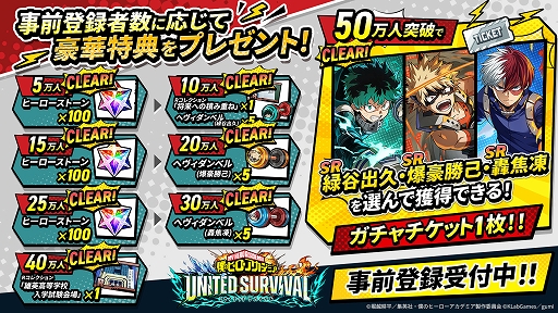 画像ギャラリー No.003のサムネイル画像 / 「僕のヒーローアカデミア UNITED SURVIVAL」,8月6日にサービス開始。アニメ「ヒロアカ」題材のローグライト・ヒーローアクション