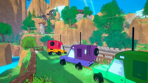 画像ギャラリー No.001のサムネイル画像 / ロープでつながれた車を操作して山頂を目指す。4人協力ドライビングゲーム「Dangerous Mountain Together」，Steamで配信開始