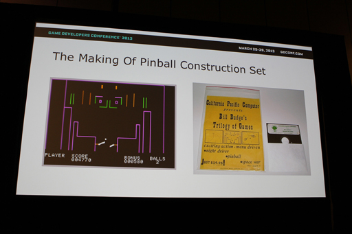 画像集#010のサムネイル/［GDC 2013］ビル・バッジ氏が語る「Pinball Construction Set」制作の舞台裏。ゲーム制作ツールをゲームにした独創的な作品はどのように生まれたか