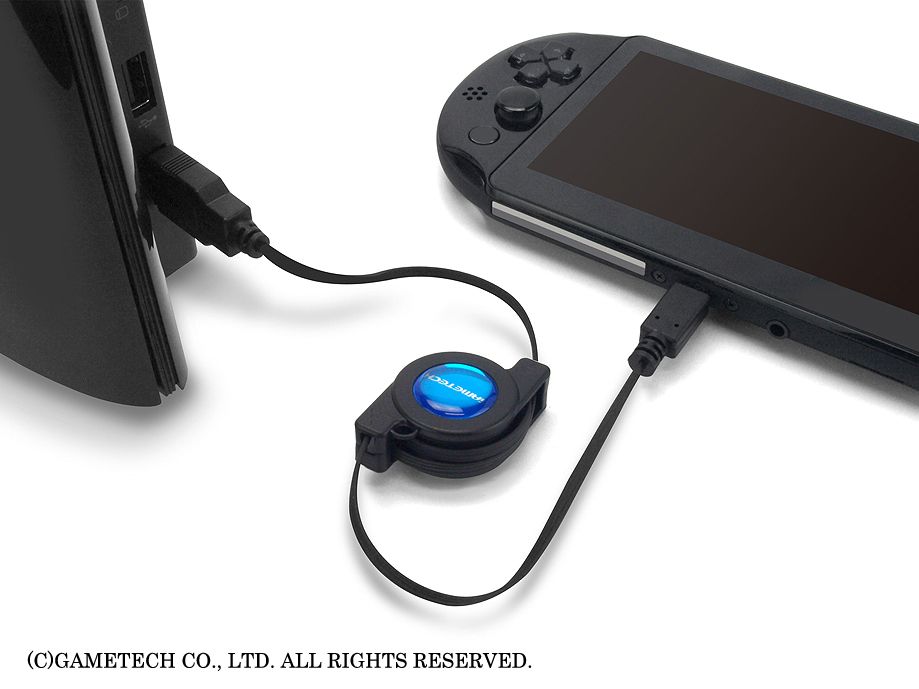 画像集/いずれも新型PS Vita用。巻き取り式USBケーブルと薄型ソフトポーチが発売