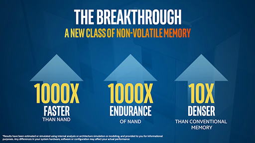 画像ギャラリー No.003のサムネイル画像 / NANDより1000倍速くて1000倍長寿命。IntelとMicronが発表した新世代の不揮発性メモリ技術とは?