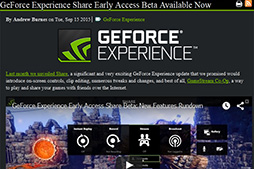 画像ギャラリー No.003のサムネイル画像 / NVIDIA,次期「GeForce Experience」の公開βテストを開始。新機能「Share」で,現行世代のゲーム機と同じようなことが可能に
