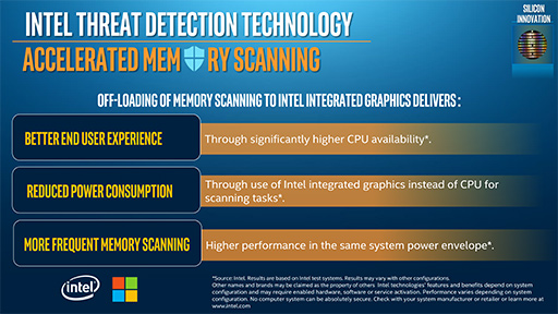 画像集 No.005のサムネイル画像 / 統合型GPUでメモリ内のマルウェアをスキャン。Intelがセキュリティに関する新技術や取り組みを発表
