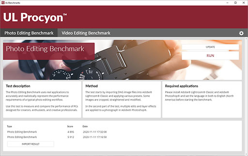 画像ギャラリー No.003のサムネイル画像 / PC向け商用ベンチマークテスト「UL Procyon」に写真編集&動画編集性能を測る新テストが加わる