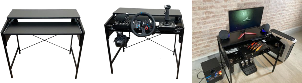 キーボードとアケコンを簡単に切り替えられるゲーマー向け小型デスク