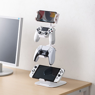 画像ギャラリー No.001のサムネイル画像 / ゲームパッドを並べて飾れる縦型収納スタンドがサンワサプライから