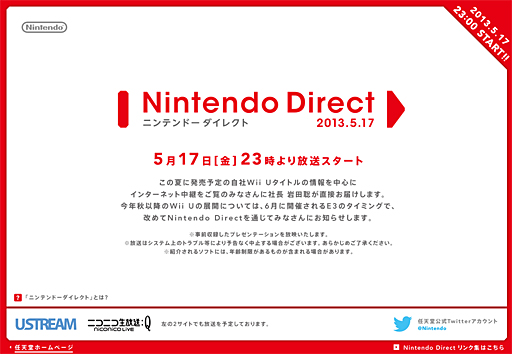 ���������꡼ No.002�Υ���ͥ������ / ��Nintendo Direct�פ�����23��00����ۿ������βƤ�ȯ�䤬ͽ�ꤵ��Ƥ���ǤŷƲ��Wii U�����ȥ�ξ���˥ե���������������