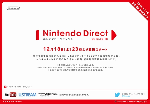 ���������꡼ No.002�Υ���ͥ������ / ��Nintendo Direct�פ�����23��00����ۿ�����դޤǤ�ȯ�䤵���Wii U����ӥ˥�ƥ�ɡ�3DS�Υ��եȤξ�����濴�Ȥ������Ƥ�